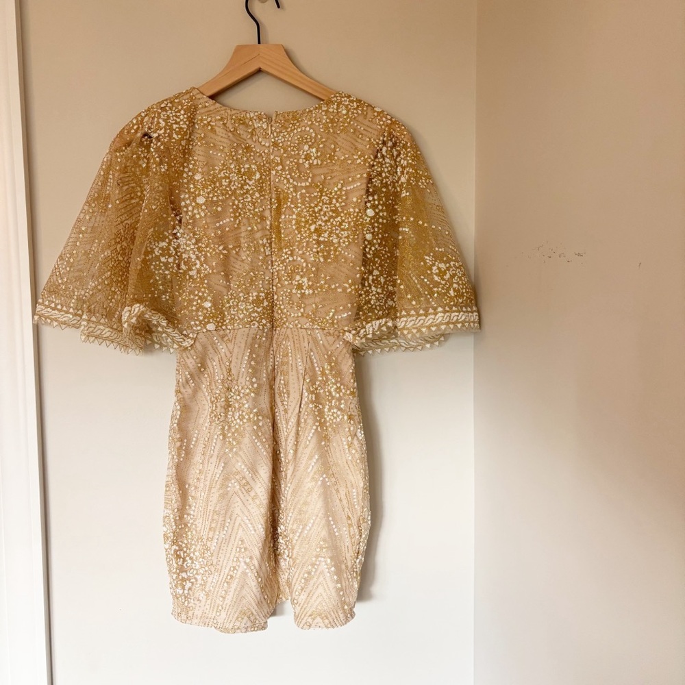 NWT HELLO MOLLY gold sequin mini dress sz. XS - Picture 6 of 6
